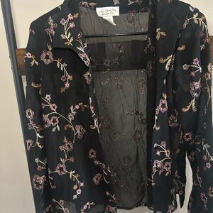 Vintage New York City Design Co Sheer Floral Top Small Fairycore Whimsigoth Y2K